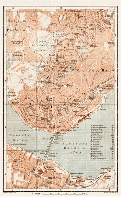 Click full screen icon to open full mode. Old map of Constantionople (Istanbul) Center in 1914. Buy vintage map replica poster print or ...