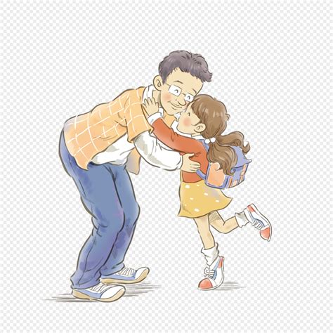 Father And Daughter Hug Hand Drawing Png Imagepicture Free Download