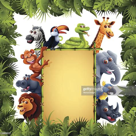 Jungle Animals With Bamboo Banner High Res Vector Graphic Getty Images