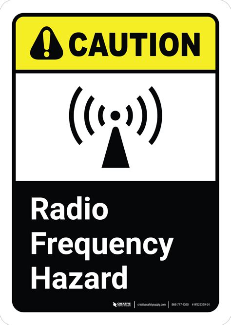 Caution Radio Frequency Hazard With Icon Ansi Portrait Wall Sign