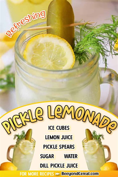 An Advertisement For Pickle Lemonade Is Shown In Front Of A Jar Filled