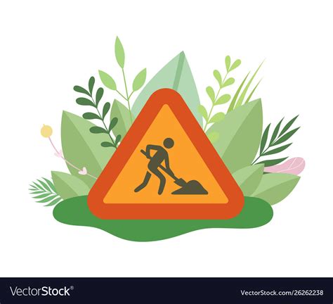 Under Construction Sign With Man Digging Ground Vector Image
