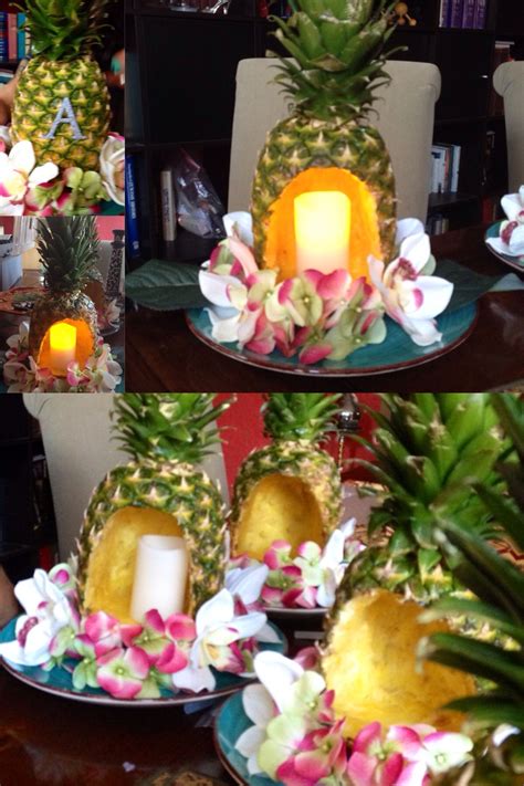 Maika 'l' ole, meaning bad, sticks out his tongue to show he's true tiki trouble. Homemade pineapple centerpieces for Luau themed party ...