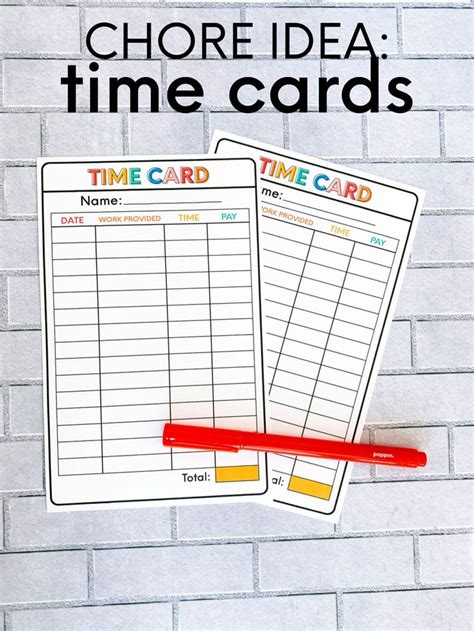 Dont panic , printable and downloadable free printable time cards phonegenius co we have created for you. Printable Time Card | Chore chart kids, Chores for kids, Age appropriate chores for kids