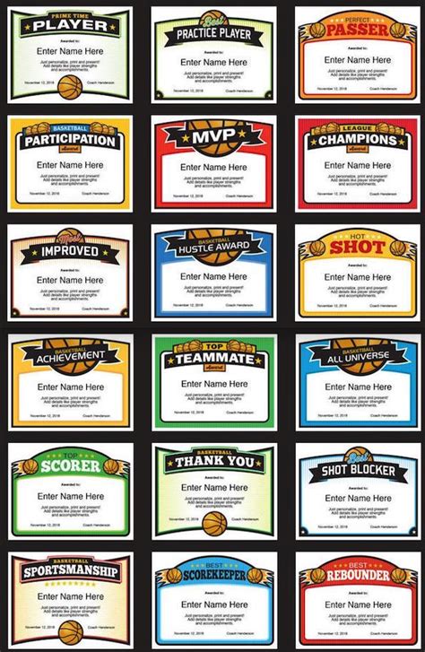 Cool Basketball Certificates Just Personalize Print And Present These