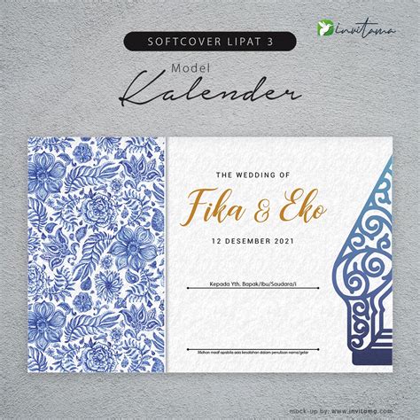 Jual Undangan Pernikahan Kalender Softcover Lipat 3 Unik Terupdate