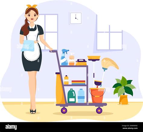 Professional Girl Maid Illustration Of Cleaning Service Wearing Her
