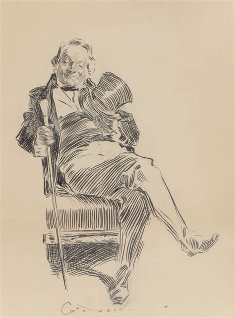 Charles Dana Gibson American 1867 1944 Mr Pipps Seated Ink On Board Vintage Illustration Art