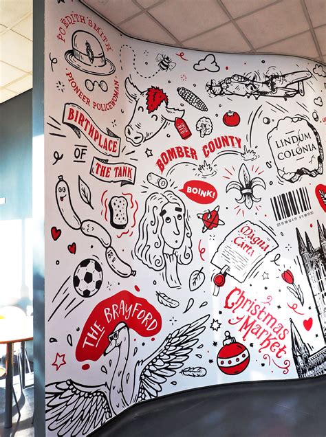 Cafe Wall Mural Design At Lincoln College Mural Design Doodle Wall