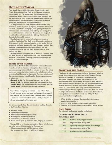 Oath Of The Warrior A New 5e Homebrew Paladin Oath That Focuses On A Walking A Path Of