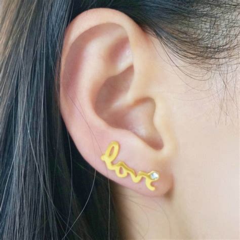Love Ear Pins Gold Plated Ear Crawler Ear Trend