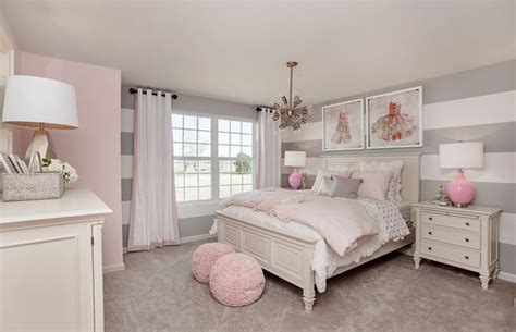 In this transitional bedroom design, the gray on the walls has almost the same effect as what white brings. My Three Favorite Color Schemes for a Girl's Bedroom - Welsh Design Studio