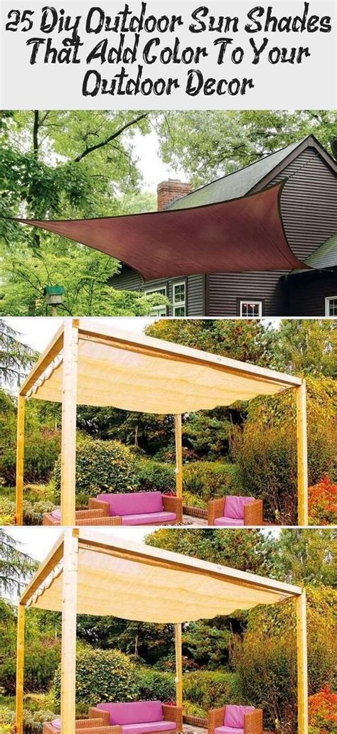 Canvas and tensile shade elements, outdoor shade, canvas shade, retractable awnings, canvas awnings, shade sails. 25 DIY Outdoor Sun Shades That Add Color To Your Outdoor ...