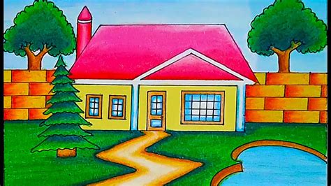 How To Draw Village House Step By Step Drawing Of Nature House