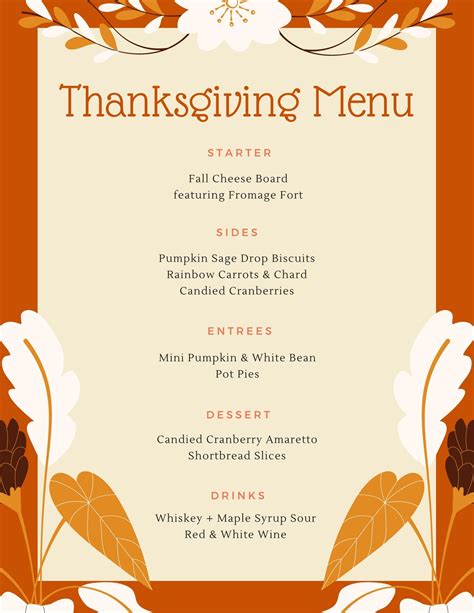 Thanksgiving Menu Free Template