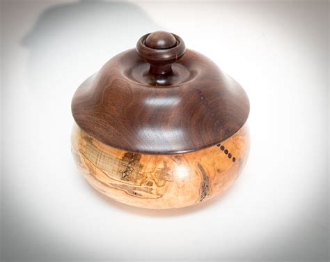 Unique Handmade Wood Turned Lidded Wooden Bowl Container Maple Etsy