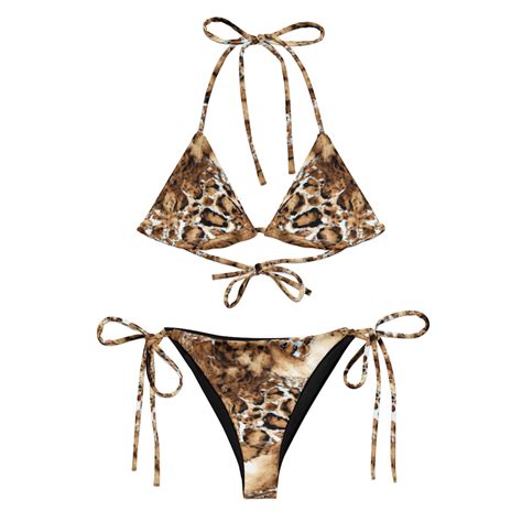 Leopard Triangle Top String Bikini Set Strappy Triangular Etsy