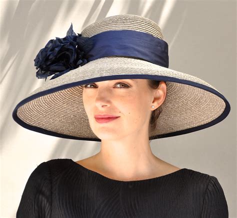 Wedding Hat Ladies Navy Blue Hat Kentucky Derby Hat Formal Etsy