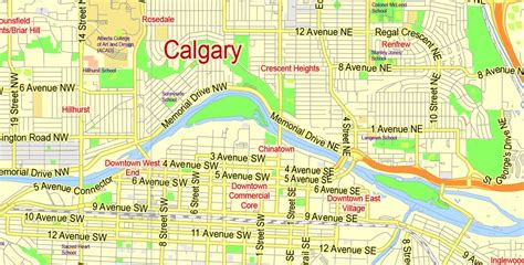 Pdf Map Calgary Canada Exact City Plan 2000 Meters Scale Full Editable