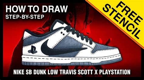 How To Draw Nike Sb Dunk Low Travis Scott X Playstation Youtube