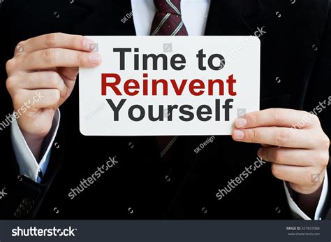 Time Reinvent Yourself Man Holding Card Stock Photo 327697088