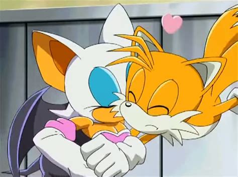 rouge kisses tails on the cheek sonic x by ashanteee9 on deviantart