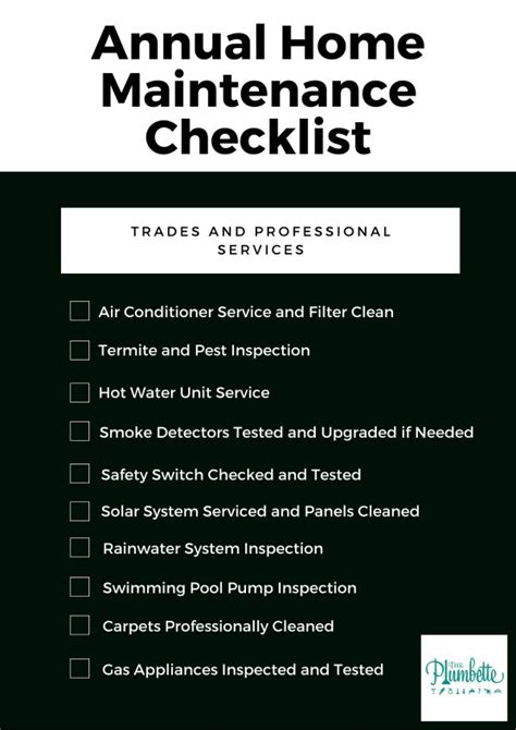 An Annual Home Maintenance Checklist The Plumbette