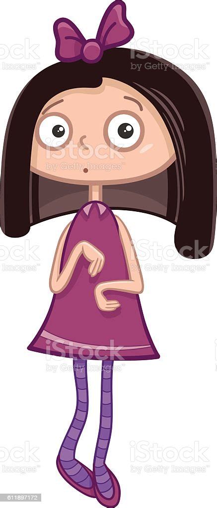 Cute Shy Girl Cartoon Character Stock Illustration Download Image Now