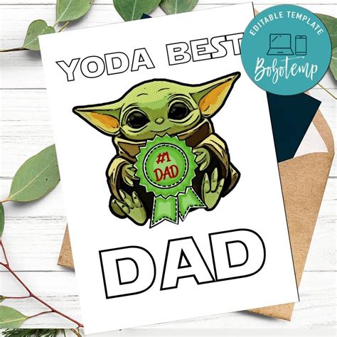 Yoda Best Dad Ever Fathers Day Card To Print At Home Diy