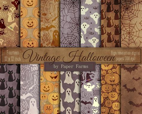 Antique Halloween Digital Paper Textures Printable Halloween Scrapbook