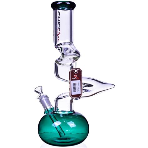 Chill Glass 15 Double Zong Bong W Down Stem And 14mm Dry Bowl Green