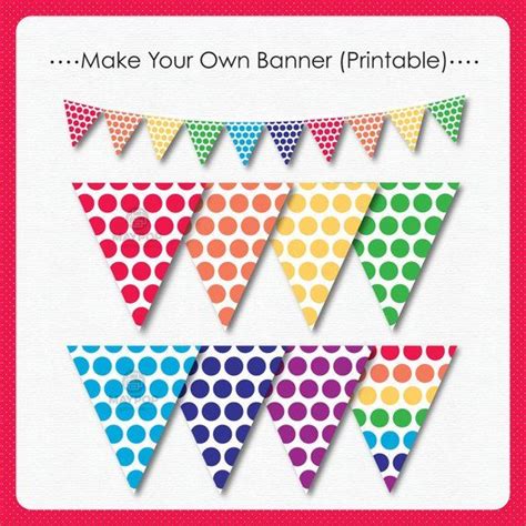 Rainbow Printable Banner Polka Dot Printable Banner Etsy Polka Dot