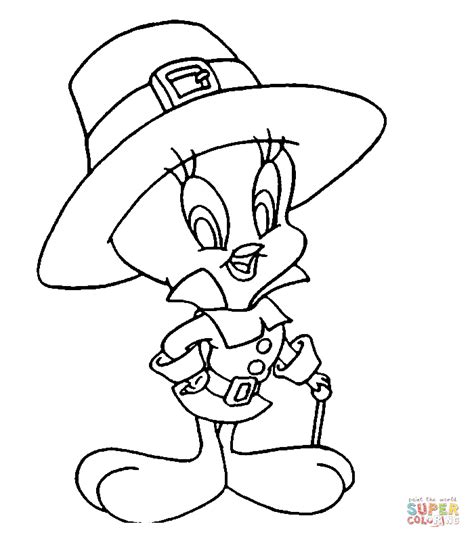 Thanksgiving Tweety Coloring Page Free Printable Coloring Pages
