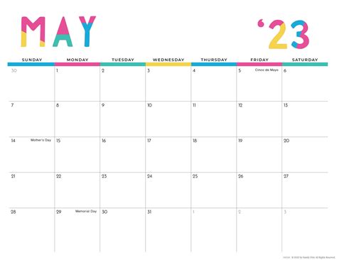 Colorful Printable Calendar For Moms Imom