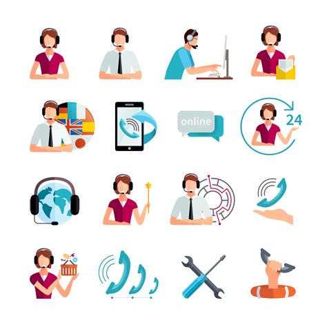 Customer Support Service Flat Icons Set 467412 Vector Art At Vecteezy