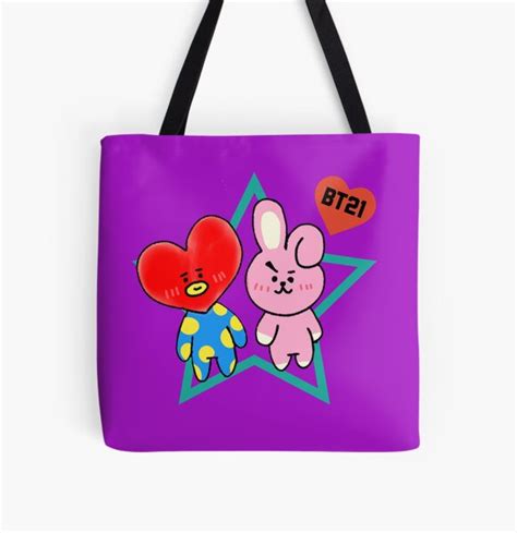 Bt21 Bags Bt21 Tata And Cooky All Over Print Tote Bag Rb2103 Bt21