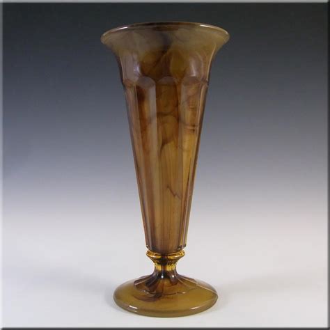 Davidson Vintage 8 5 Art Deco Amber Cloud Glass Vase 50 Glass Jug Red Glass Amber Glass
