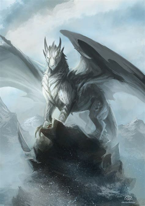 White Dragon Fantasy Dragones Ilustración De Fantasía Obras De