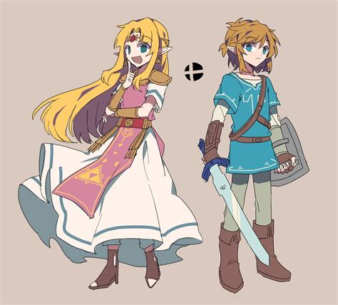 Zelda And Link Super Smash Bros The Legend Of Zelda Nintendo Mario Bros
