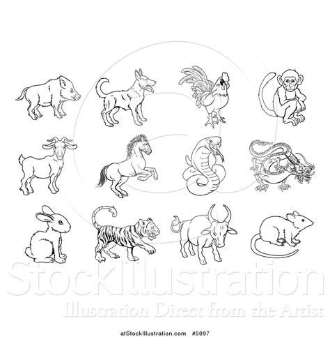 Got them interested or want to introduce the chinese culture and language to them? Vector Illustration of Black and White Outlined Chinese ...