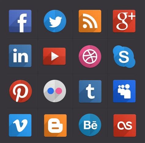 Free 16 Social Flat Icons Psd Titanui