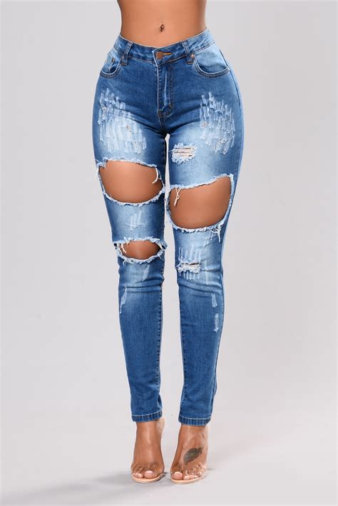 Janessica Distressed Jeans Blue Super Skinny Ripped Jeans Plus