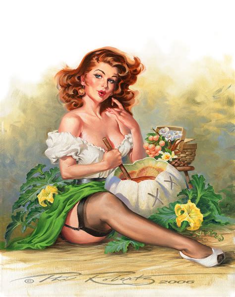 Pumpkin Girl Vintage Pin Up Fine Art By Phil Roberts Etsy