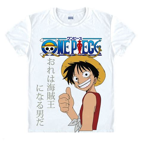 One Piece T Shirt Luffy Straw Hat Japanese Anime T Shirts O Neck White