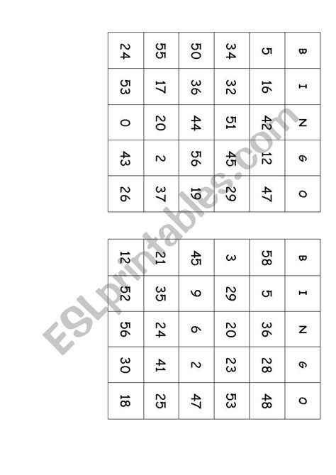 Numbers 1 50 Bingo Cards Esl Worksheet By Teachermarcilene