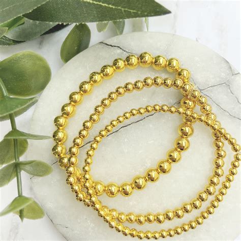 Gold Bead Stacking Bracelets