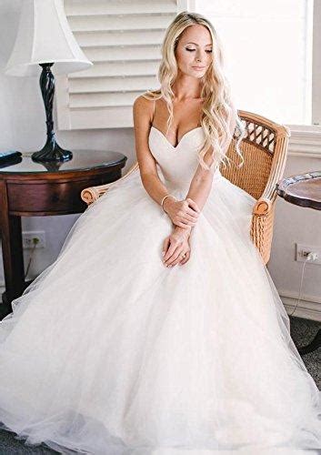 Beautiful Wedding Dresses Ivory Spaghetti Straps Short Train Tulle Sex Anna Promdress