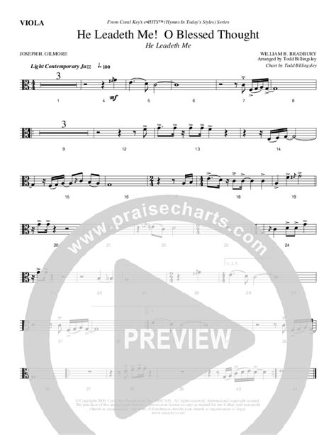 He Leadeth Me O Blessed Thought Viola Sheet Music Pdf Todd Billingsley