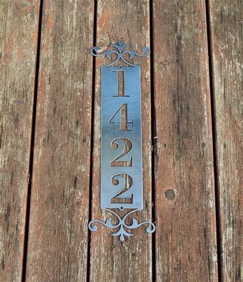 Vertical Metal Outdoor Home Address Sign End Flourish Custom Address