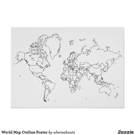 World Map Outline Poster | Zazzle.com in 2020 | World map outline, Map outline, Blank world map